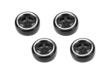 Preview: Drift-Reifen auf Felge 5-Speichen matt-schwarz (4) LOUISE 1/10 Drift (2,4,6,8mm Offset 12mm Radsechskant)
