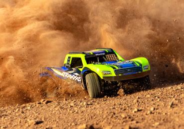 TRAXXAS MINI-SLASH BL-2S 4X4 GRÜN 1/16 SHORT COURSE RTR BRUSHLESS, HD-TEILE, MIT 2S LIPO/LADER BULK-PROMO