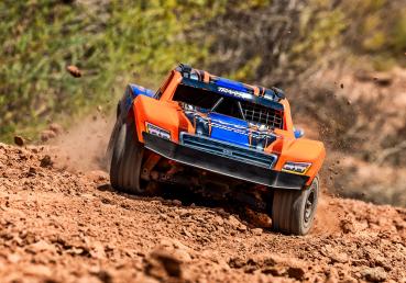 TRAXXAS MINI-SLASH BL-2S 4X4 ORANGE 1/16 SHORT COURSE RTR BRUSHLESS, HD-TEILE, MIT 2S LIPO/LADER BULK-PROMO