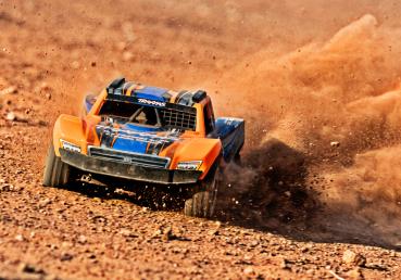 TRAXXAS MINI-SLASH BL-2S 4X4 ORANGE 1/16 SHORT COURSE RTR BRUSHLESS, HD-TEILE, MIT 2S LIPO/LADER BULK-PROMO
