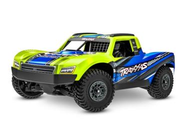 TRAXXAS MINI-SLASH BL-2S 4X4 GELB 1/16 SHORT COURSE RTR BRUSHLESS, HD-TEILE, MIT 2S LIPO/LADER BULK-PROMO