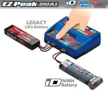 Preview: EZ-Peak Dual Schnell-Lader, 100W, 2x4A, NiMH/LiPo 2-3s TRAXXAS mit iD-Akkuerkennung (EU-Version)