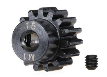 Motorritzel 15Z Stahl gehärtet für 5mm Welle (Modul 1) TRAXXAS X-Maxx, XRT, Sledge, E-Revo 2.0