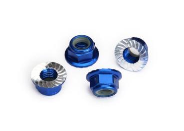 STOPMUTTER ALU 5MM MIT FLANSCH VERZAHNT BLAU (4) TRAXXAS UDR, MAXX
