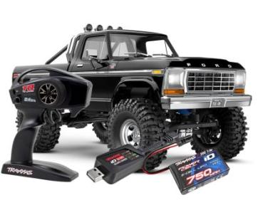 TRX TRX-4M FORD F150 4X4 LIFTED SCHWARZ 1/18 CRAWLERRTR BRUSHED, MIT AKKU UND USB LADEGERÄT