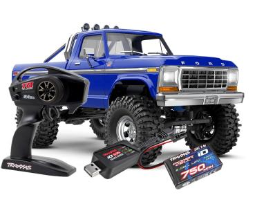 Preview: TRX TRX-4M FORD F150 4X4 LIFTED BLAU 1/18 CRAWLER RTR BRUSHED, MIT AKKU UND USB LADEGERÄT