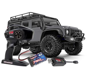 Preview: TRAXXAS TRX-4M LR DEFENDER 4X4 SILBER 1/18 CRAWLER RTR BRUSHED, MIT AKKU UND USB LADEGERÄT