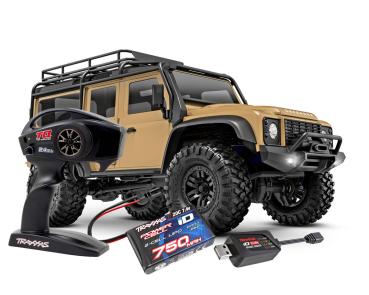 Preview: TRAXXAS TRX-4M LR DEFENDER 4X4 TAN 1/18 CRAWLER RTR BRUSHED, MIT AKKU UND USB LADEGERÄT