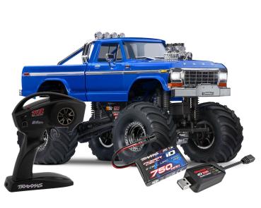 SLVR TRAXXAS TRX-4MT FORD F150 4X4 BLAU 1/18 MT RTR BRUSHED, MIT AKKU UND USB LADEGERÄT