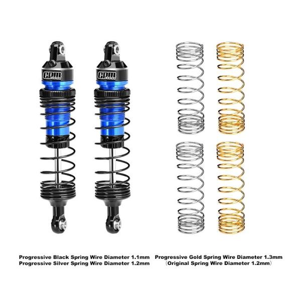 Alu-Dämpfer einstellbar v/h 87mm +Federn blau (2) GPM TRX MiniMaxx MiniXRT