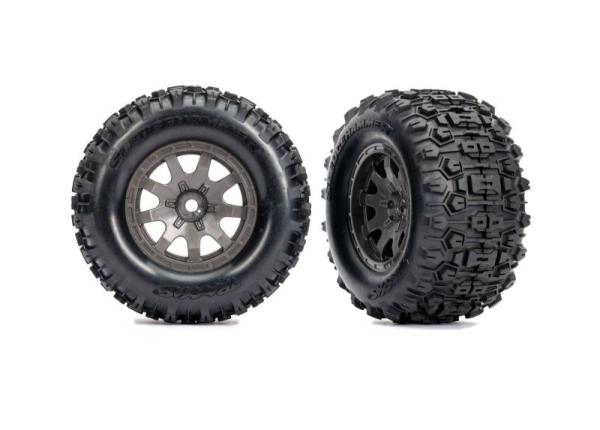 Reifen auf Felgen grau Sledgehammer hinten (2) TRAXXAS Mini-Maxx