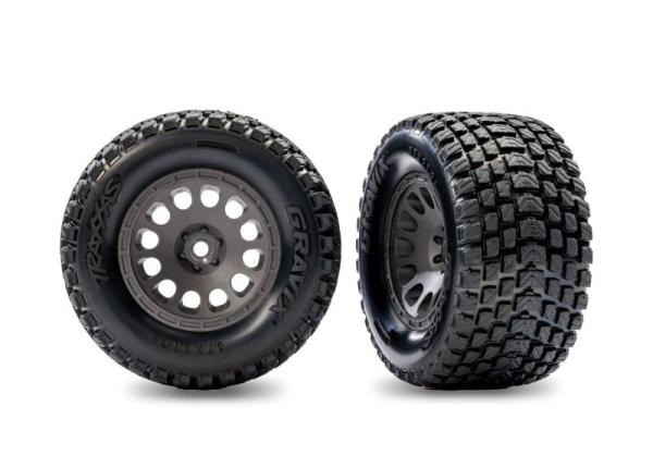 Reifen Gravix auf Felge grau hinten (2) TRAXXAS Mini XRT