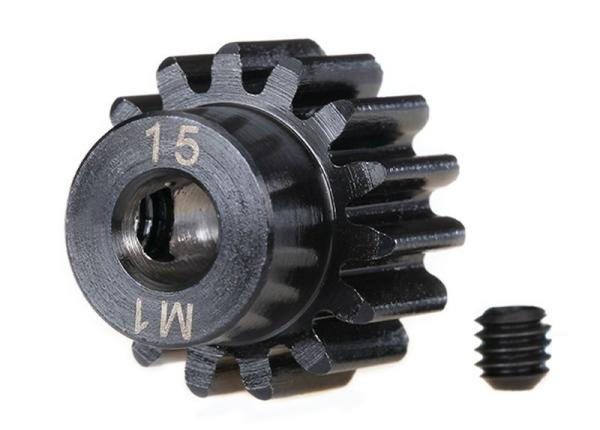 Motorritzel 15Z Stahl gehärtet für 5mm Welle (Modul 1) TRAXXAS X-Maxx, XRT, Sledge, E-Revo 2.0
