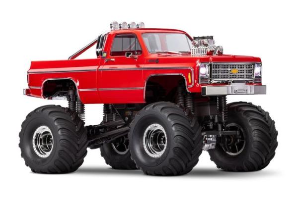 SLVR TRAXXAS TRX-4MT CHEVY K10 4X4 ROT 1/18 MONSTER-TRUCK RT BRUSHED, MIT AKKU UND USB LADEGERÄT