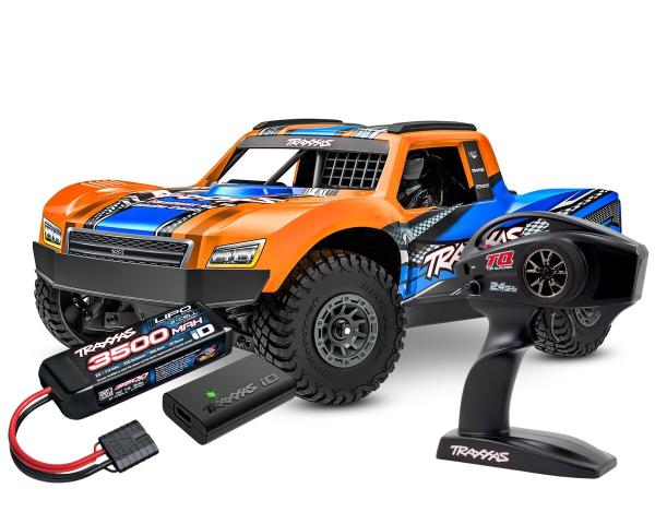 TRAXXAS MINI-SLASH BL-2S 4X4 ORANGE 1/16 SHORT COURSE RTR BRUSHLESS, HD-TEILE, MIT 2S LIPO/LADER BULK-PROMO