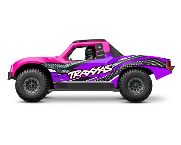 TRAXXAS MINI-SLASH BL-2S 4X4 PINK 1/16 SHORT COURSE RTR BRUSHLESS, HD-TEILE, MIT 2S LIPO/LADER BULK-PROMO