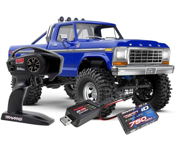 TRX TRX-4M FORD F150 4X4 LIFTED BLAU 1/18 CRAWLER RTR BRUSHED, MIT AKKU UND USB LADEGERÄT