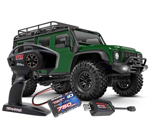 TRAXXAS TRX-4M LR DEFENDER 4X4 GRÜN 1/18 CRAWLER RTR BRUSHED, MIT AKKU UND USB LADEGERÄT