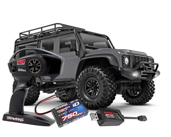 TRAXXAS TRX-4M LR DEFENDER 4X4 SILBER 1/18 CRAWLER RTR BRUSHED, MIT AKKU UND USB LADEGERÄT
