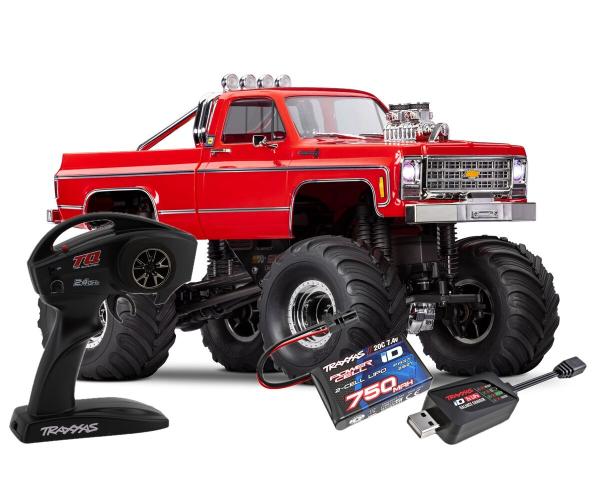 SLVR TRAXXAS TRX-4MT CHEVY K10 4X4 ROT 1/18 MONSTER-TRUCK RT BRUSHED, MIT AKKU UND USB LADEGERÄT