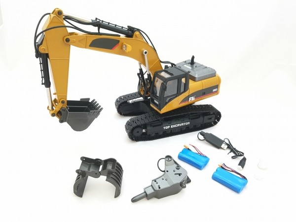 FM1580| Premium V3 - Die Cast Vollmetall-Bagger neue Version mit Rauch und Sound 1:14 mit 23 Kanal S