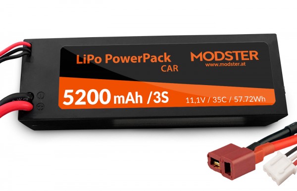 LIPO AKKU 3S 11,1V 5200 MAH 35C (DEANS) MODSTER POWERPACK CAR HARDCASE
