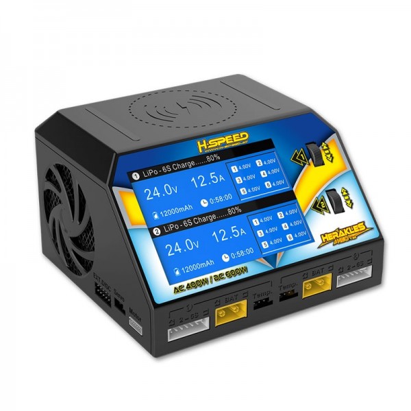 NEU Herakles NEO V2.0 Dual-Ladegerät AC400W / DC600W H-SPEED LiPo, LiHV, LiFe, LiIon 1-6s, NiMH/NiCd