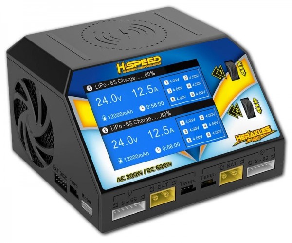 NEU HSPEED HERAKLES NEO AC/DC DUAL-LADEGERÄT 300W LIPO/LIHV/LIFE/LIION (1-6S), NIMH/NICD (1-16S)