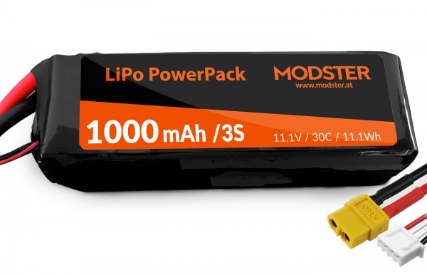 LIPO AKKU 3S 11,1V 1000 MAH 30C (XT60) MODSTER POWERPACK