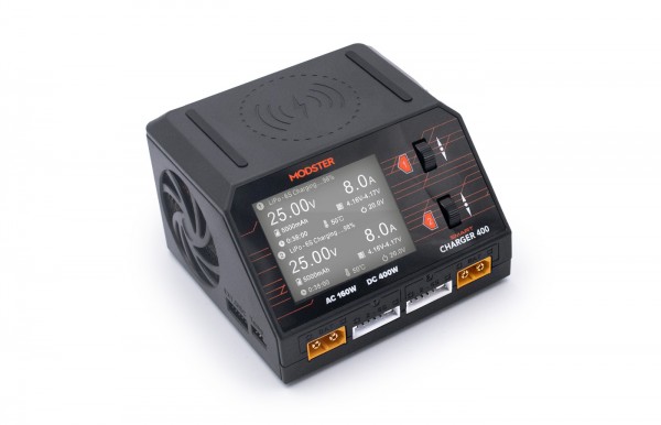 LADEGERÄT AC/DC MODSTER SMART DUO CHARGER 400W 10A 2X6S LIPO MIT INTEGRIERTEM NETZTEIL